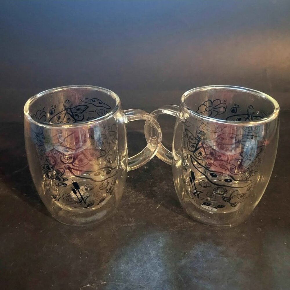 Set of two JoyJolt Star Wars Mandalorian "The Child" Double-Wall Glass Mugs